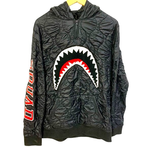 Hudson Other - Hudson Outwear Puffer Jacket Embroidered Shark Mouth Squad Hood Zip Black Size L
